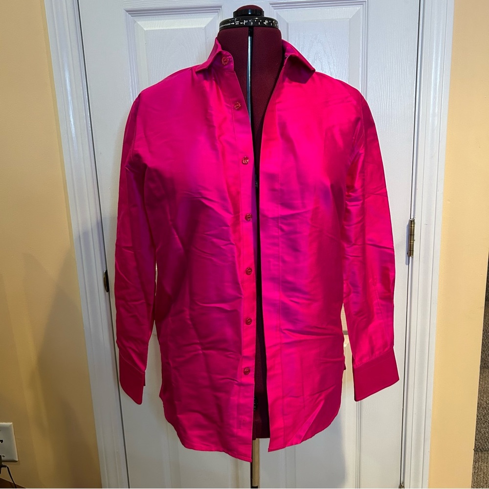 Oswald Boateng 100% Silk Men’s Button Front Shirt Size 38/15 Hot Pink